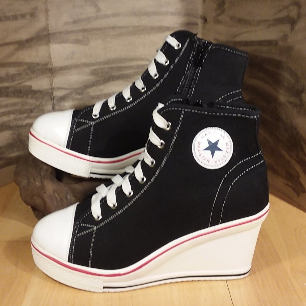 MAX STAR YUFU BLACK HIGH-TOP PLATFORM SNEAKERS